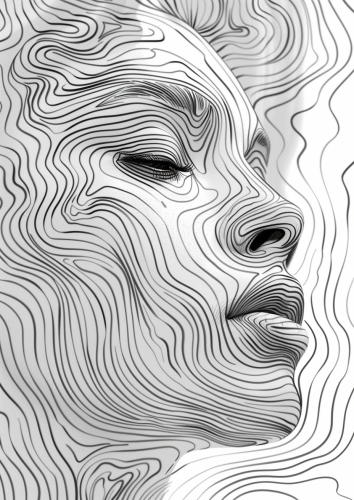 Line art portrait arrangement artwork