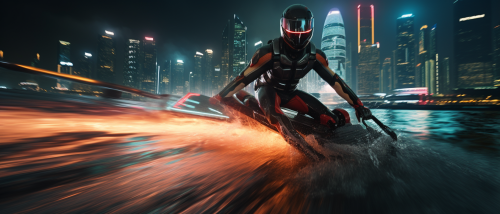 Black manta water skiing in Hong Kong