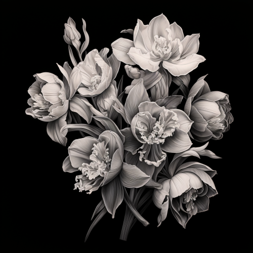 Flowers drawn with black pencil Flowers drawn with black pencil