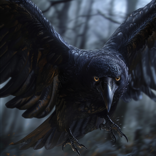 Black Raven with Amber Eyes