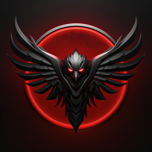 Black and red falcon logo