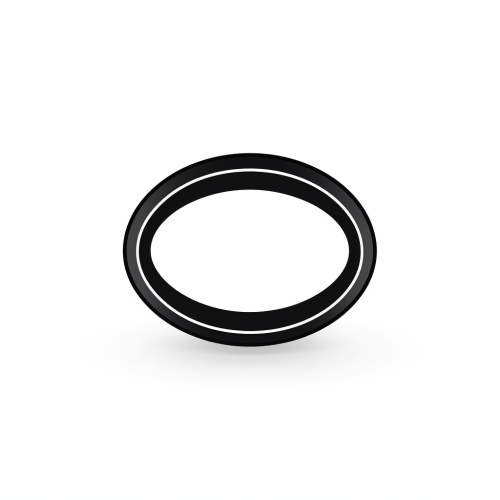 black ring symbol on white background