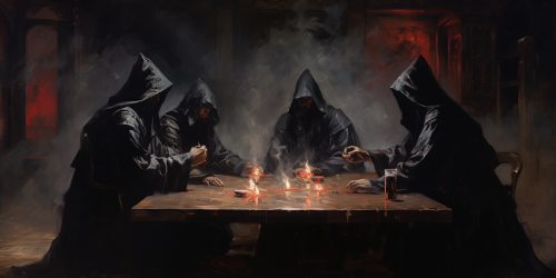 Group of Men Playing DND in Black Robes
