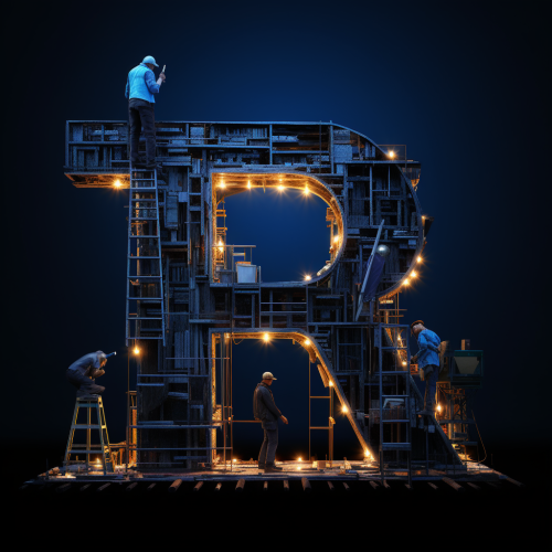 Black stick men building house