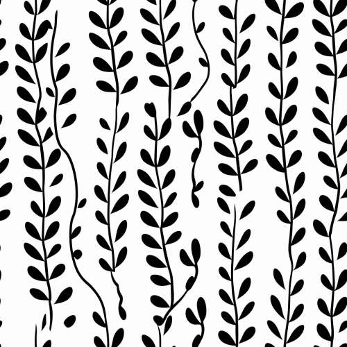 Vertical black stripes and leafy vines pattern Vertical black stripes and leafy vines pattern