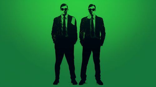 Silhouette of Two Men in Black Style