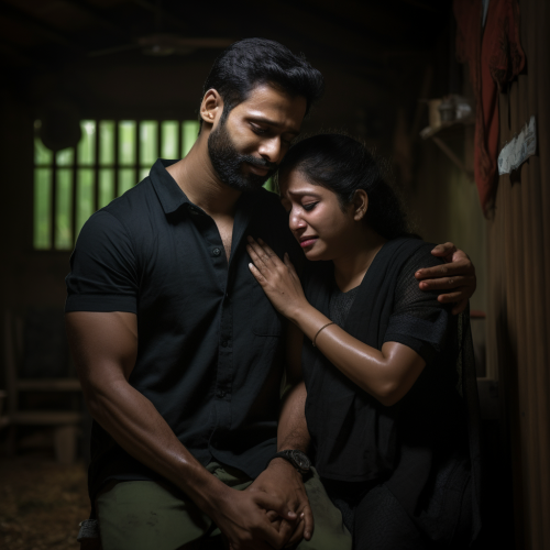 A man crying in a romantic film scene with Indian Muslim couples