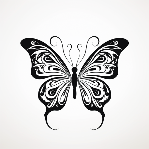Simple black tribal butterfly on white background