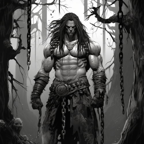 Comic Style Barbarian King in Forest