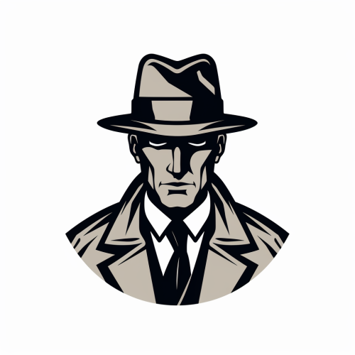Detective vector sticker in black and white