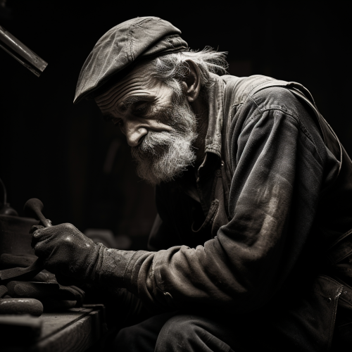 Romantic black and white photograph inspiring tradesmen