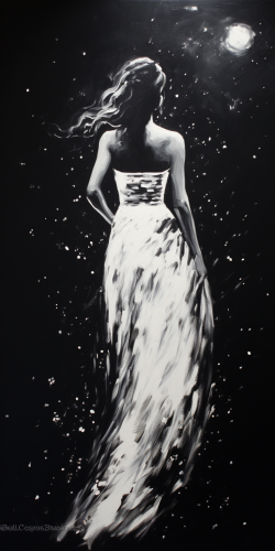 Elegant woman in a black backless dress