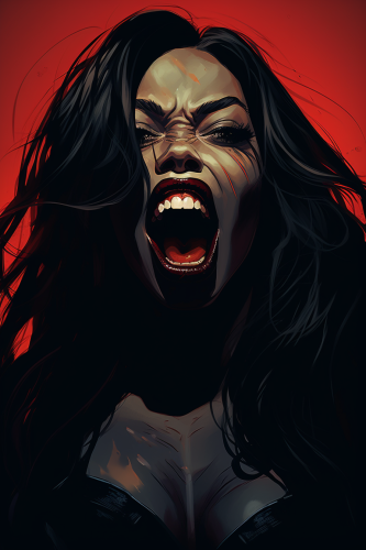 Black woman vampire with fangs