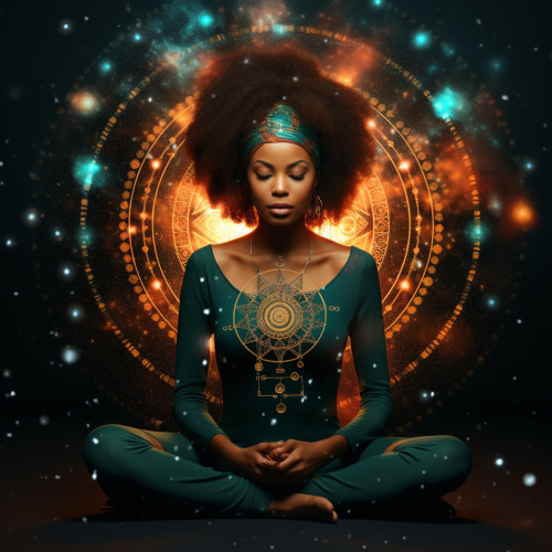 Black woman in meditation or prayer
