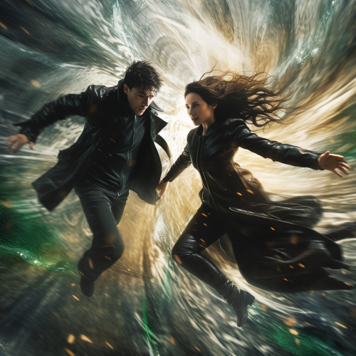 Intense Matrix fight with swirling leaves Intense Matrix fight with swirling leaves