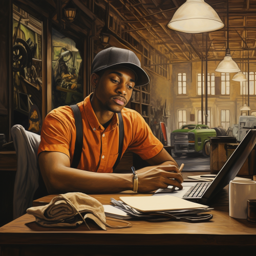 Black man working at his job Black man working at his job