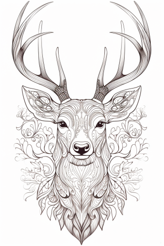 Beautiful black and white deer mandala artwork