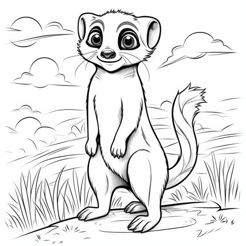 Black and White Meerkat Coloring Page