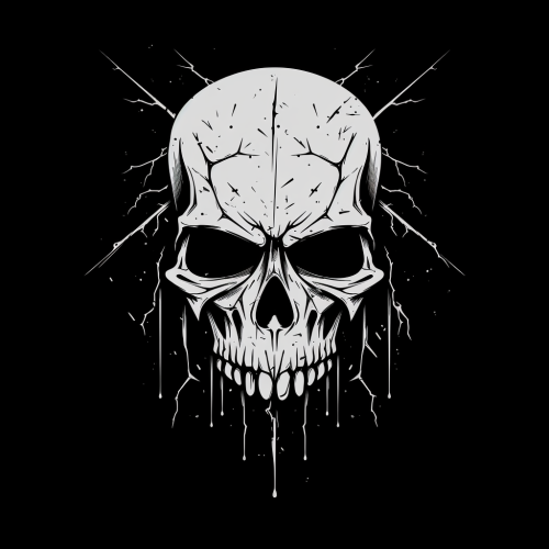 Minimalistic black and white skull illustration
