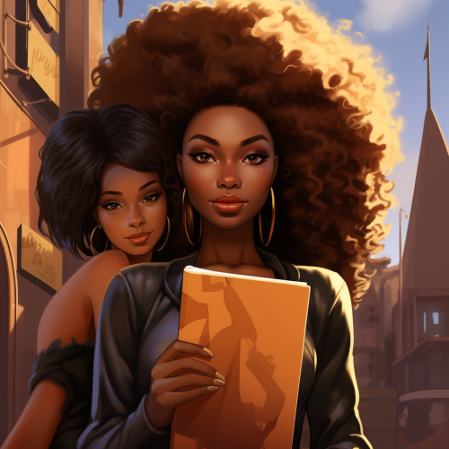 Cartoon-style book cover featuring black women