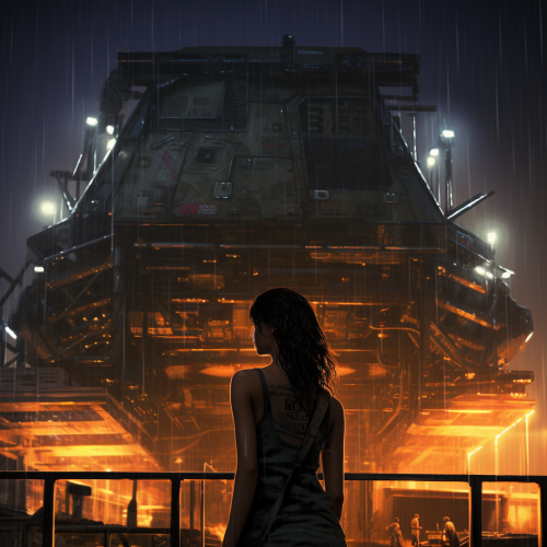 Blade Runner Courtyard Industrial Machine Janitor Rain