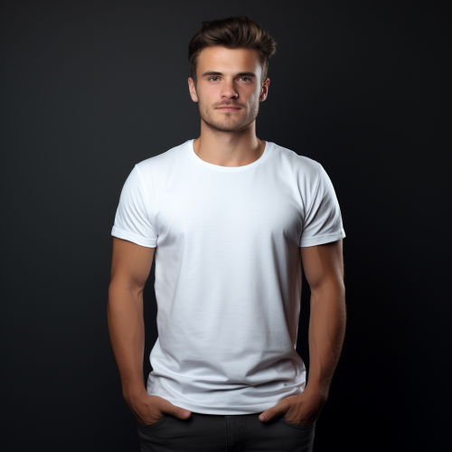 Person wearing blank white t-shirt