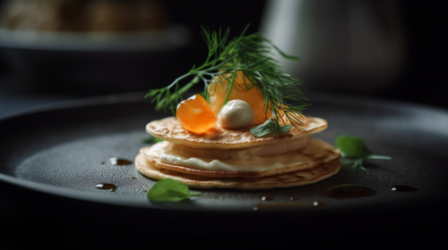Food Photography - Blini in Luxurious Michelin Kitchen Food Photography - Blini in Luxurious Michelin Kitchen