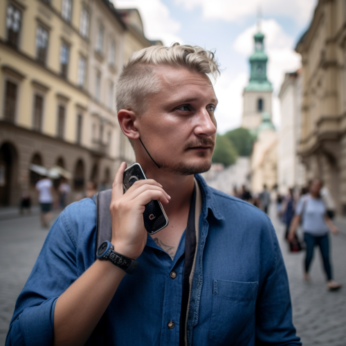 Handsome blond Irish man in Poland