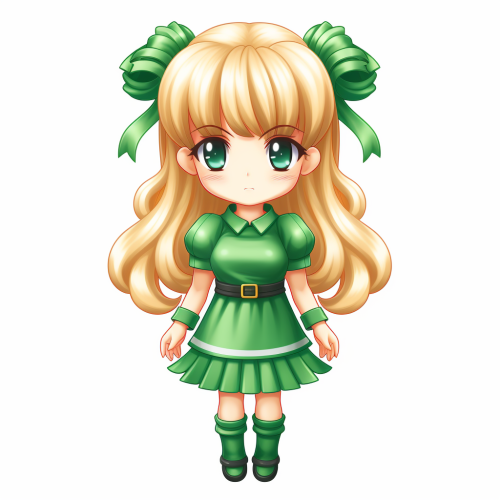 Blond Teenager in Green Costume Sprite Blond Teenager in Green Costume Sprite