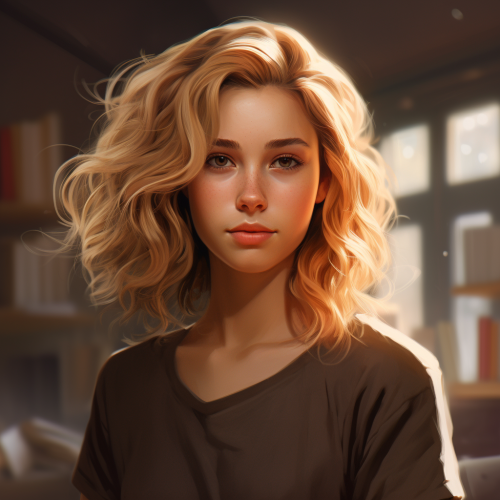 A striking character with blonde-brown hair A striking character with blonde-brown hair