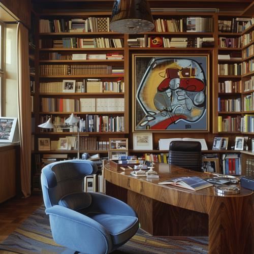 Blue Armchair Office Room Decor