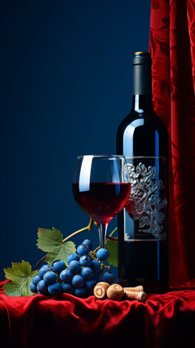 Vibrant Wine on Blue Background