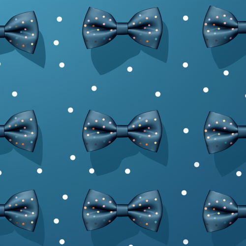 Cartoon Blue Bowtie Pattern on Navy Background
