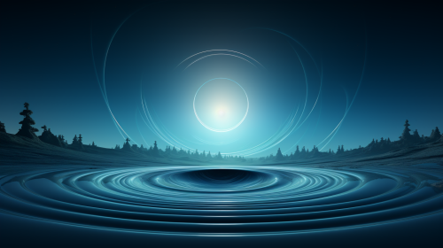 Minimalist blue circle design on soft gradient background