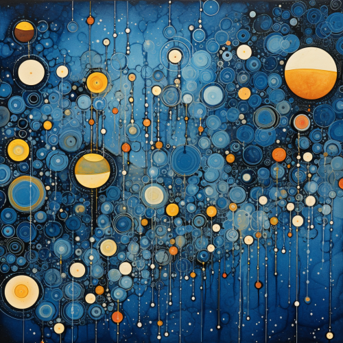 Blue Dots Abstract Oil Painting - Mattias Adolfsson