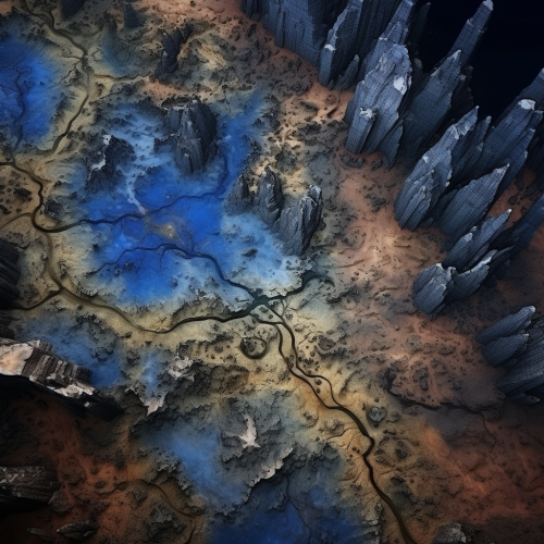 Beautiful Blue Forest Rock Desert Satellite View