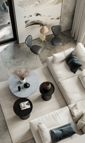 Stylish living room table view