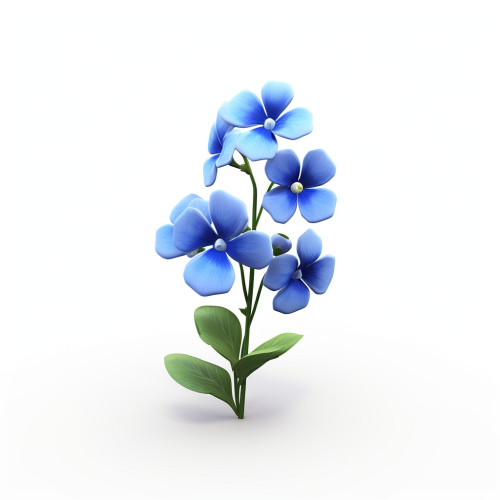 Blue nemesia flower in Pixar animation style