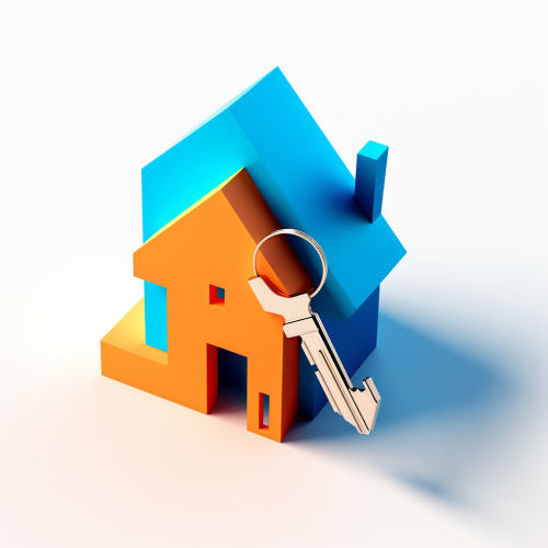 Minimalistic blue and orange house silhouette representing Airbnb