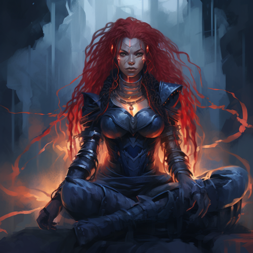 Dark Blue Orc Warrior Holding Lightning