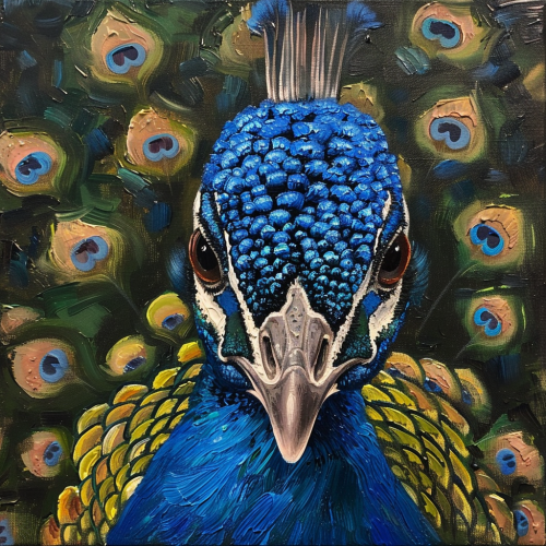 Blue peacock acrylic painting camera