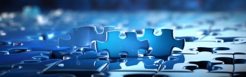 blue puzzle piece focused realistic