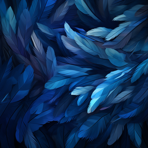 Blue shining feathers in low polygon style