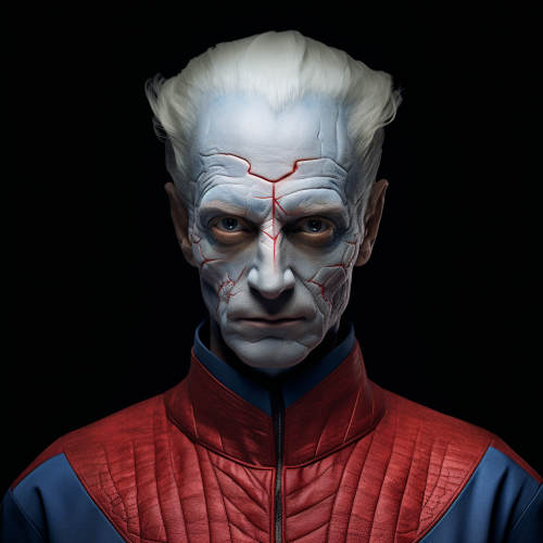 Blue-skinned human with electric blue eyes