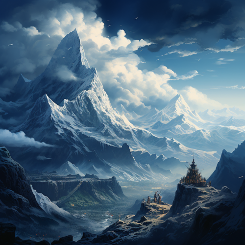 A stunning view of the mystical blue sky and mountains