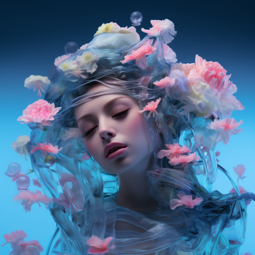 Human with Blue Water and Flower Crown