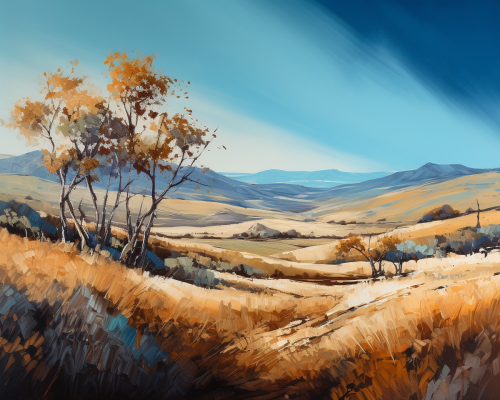 Blue White Brown Landscape Picture