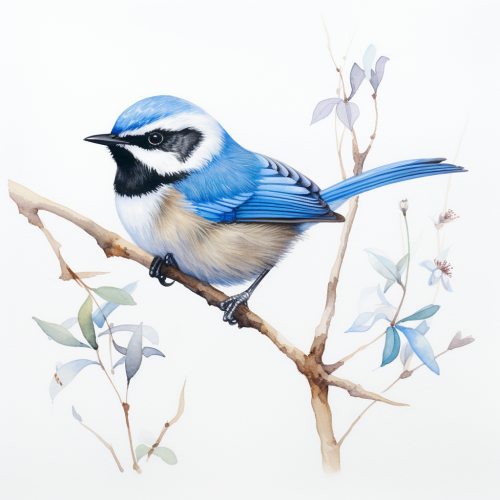 Stunning blue wren watercolour artwork