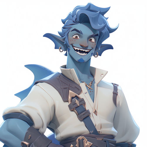 Niji 5: Blue Skin Man with Big Smile