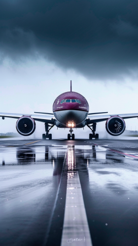 Wet runway landing of Qatar's Boeing 777X